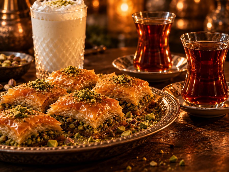 Baklava with Turkish tea